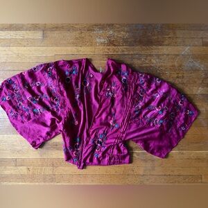 Free People Magenta Embroidered Kimono